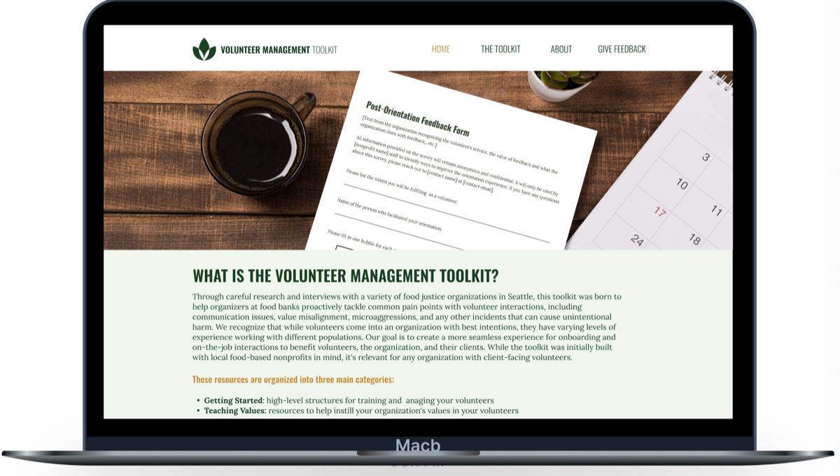 The Volunteer Management Toolkit website